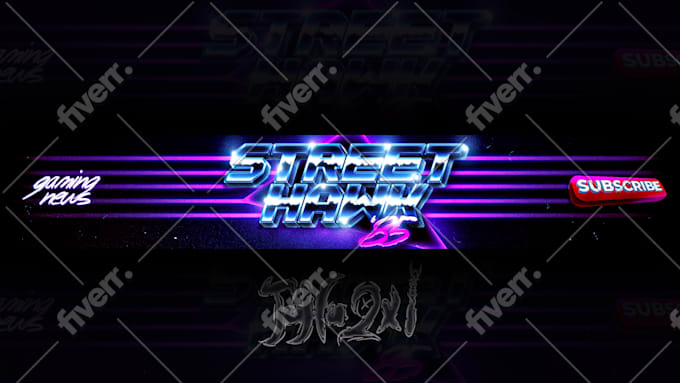 Design 80s synthwave retro style neon and chrome 3d logo by