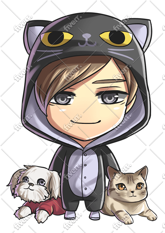 Anime Cute Male Cat Cute Cat Boy Pngtuber Bundle Black Hair Male