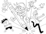 draw black and white cartoon character line art
