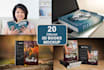 create 3d book cover mockup in 20 different style