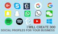 create 300 high da social profile for your business