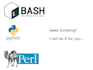 create bash shell,perl,python script