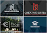 design a modern real estate logo with initials or symbols