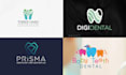 design a modern dental logo with initials or tooth icon