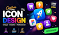 design clean custom icons for web app or ui ux