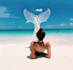 put a mermaid tail on your beach picture