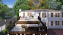 do 3d front backyard, outdoor deck, carport, garage, porch, landscape, courtyard
