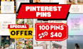 design 100 beautiful custom pins for pinterest