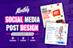 do monthly social media post design for instagram, facebook