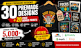 sell 30 with 20 free design products for printful and printify