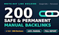 build 200 safe and permanent manual SEO backlinks