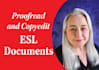 meticulously proofread and copyedit esl documents