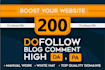 give you 200 backlinks blog commenting  dofollow high pa da