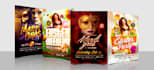 design flyer for mardi gras and easter celebrations