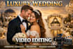 create a luxury cinematic wedding, film, highlights, teaser