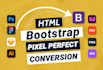 convert figma to HTML using bootstrap or tailwind CSS