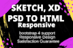 convert xd, PSD, sketch, figma to HTML responsive