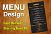 design an attractive menu for you