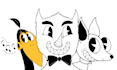 draw a character half body like a 30s cartoon or cuphead