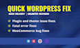 fix wordpress errors, woocommerce bugs, and elementor issues fast