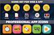 do professional  custom icons design set for app or website