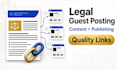 write and publish legal blog guest post with SEO backlink services