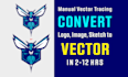 manual vector tracing, cleanup, convert logo to vector file