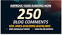 create 250 dofollow backlink blog comments with high da,dr 20 plus