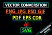 do vector conversion svg, eps, ai and PDF