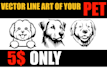 draw vector line art for your pet