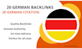 do 20 german backlinks and 20 citations