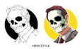 draw skull cartoon portrait
