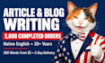 be your english writer for article and blog writing on any topic