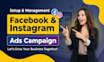 set up meta facebook ads campaign, instagram ads, fb marketing advertising