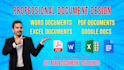 design your documents in PDF, ms word, excel