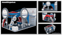 create 3d design of exhibition stall from concept