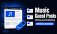write and publish music blog guest post with SEO backlink services