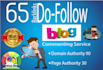 65 unique domain dofollow blog comment backlink high moz da