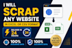 scrap any website in excel or CSV format in 24 hours