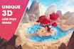create unique 3d low poly illustrations