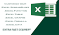 make customised  excel spreadsheet, excel table, graph