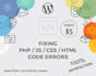 fix any issue in HTML , css , javascript