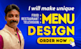make food menu, restaurant menu and menu board design
