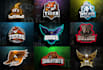 design animal, mascot logo, wolf, tiger, eagle, bear, fox