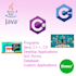 write custom software applications in dotnet, java, python
