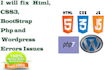 fix html, css, php, and wordpress any errors issues