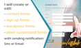 create contact forms,sign up forms,wordpress forms with email, sms notification