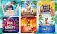 design sumer, beach, pool party flyers