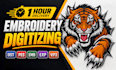 do embroidery digitizing logo into dst pes files in 1 hour