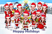 create a christmas caricature, holiday card, winter cartoon